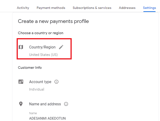 how to change google play country