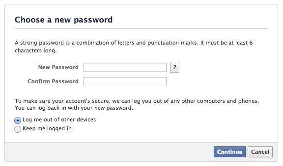 Recover Facebook password