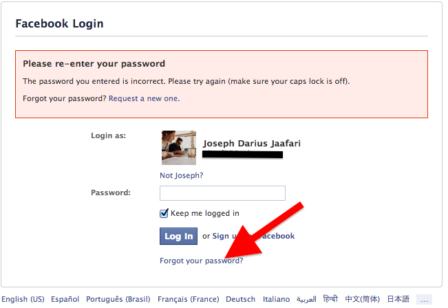 Recover Facebook Password