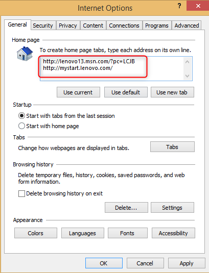 Internet Explorer Homepage