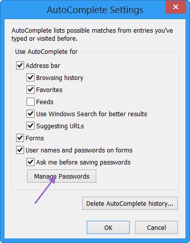 Internet Explorer Password Manager