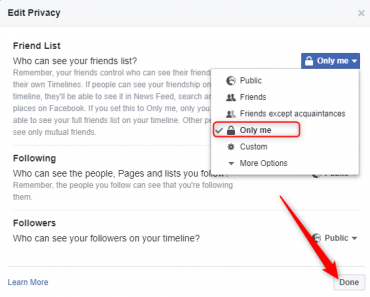 How to hide Friends list on Facebook