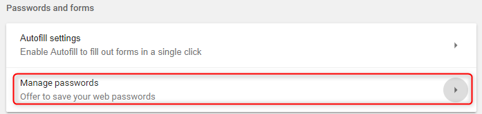 Store passwords on Chrome