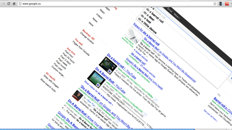 Do a Barrel Roll Google Trick