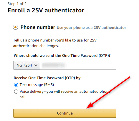 Amazon Prime video 2FA
