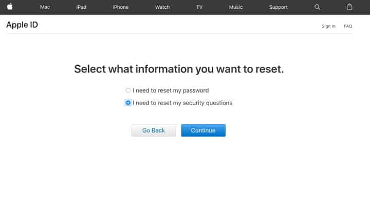change apple id password