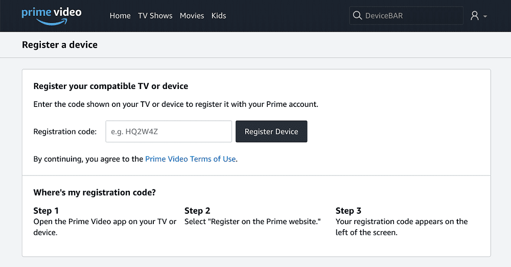 How to Enter Primevideo myTV code