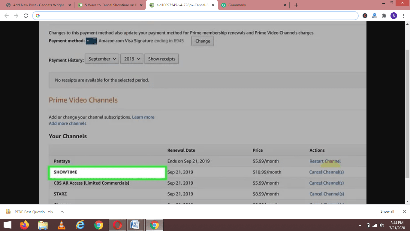How to cancel Showtime subscription