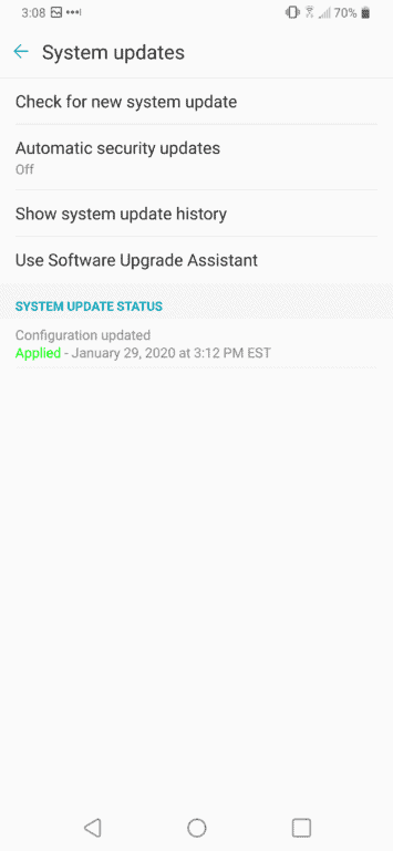 update your LG smartphone firmware, check for system updates