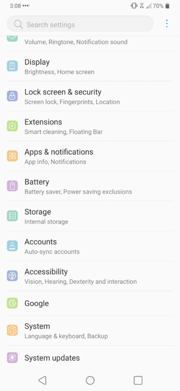 update your LG smartphone firmware, go to settings