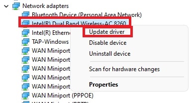 Update WiFi card
