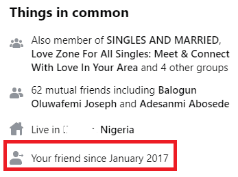 When we became friends on Facebook
