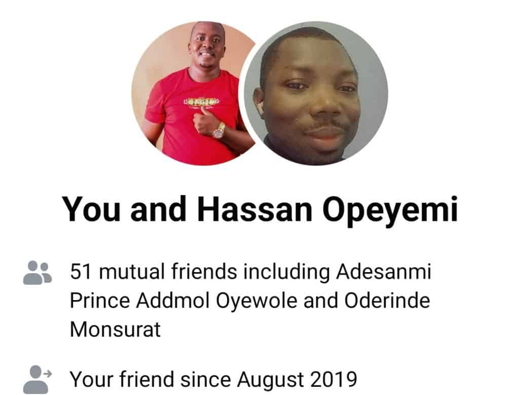 When we became friends on Facebook