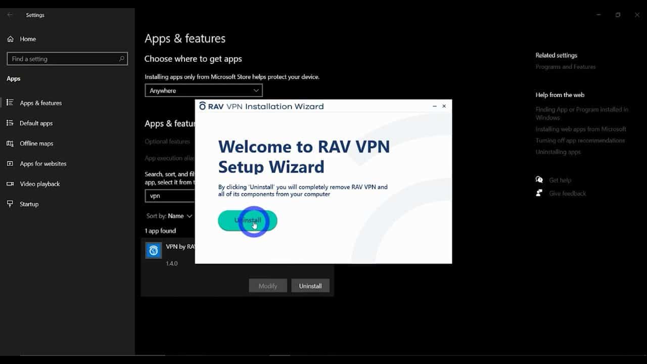 How to Uninstall VPN by RAV