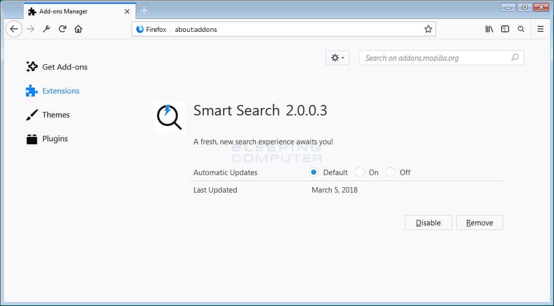 how to remove smart search