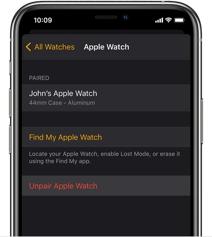 how to unpair Apple watch