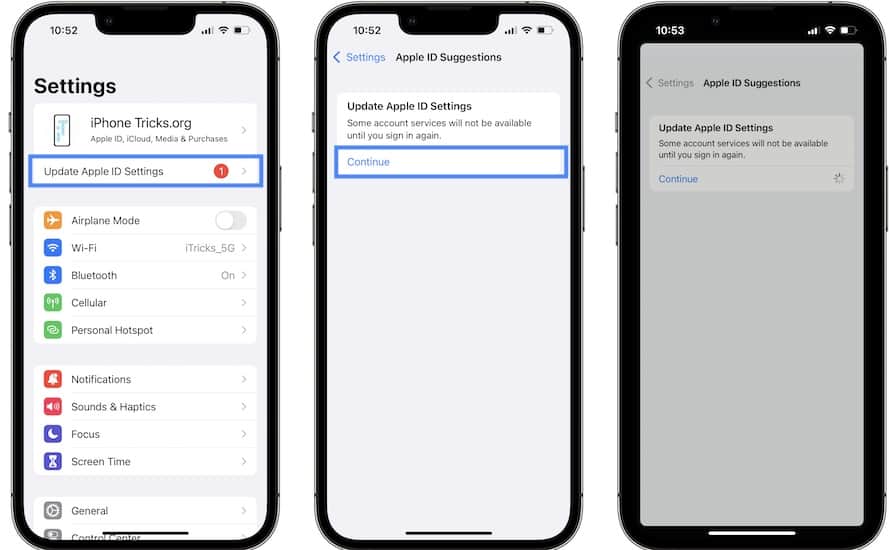 Update Apple ID Account Information